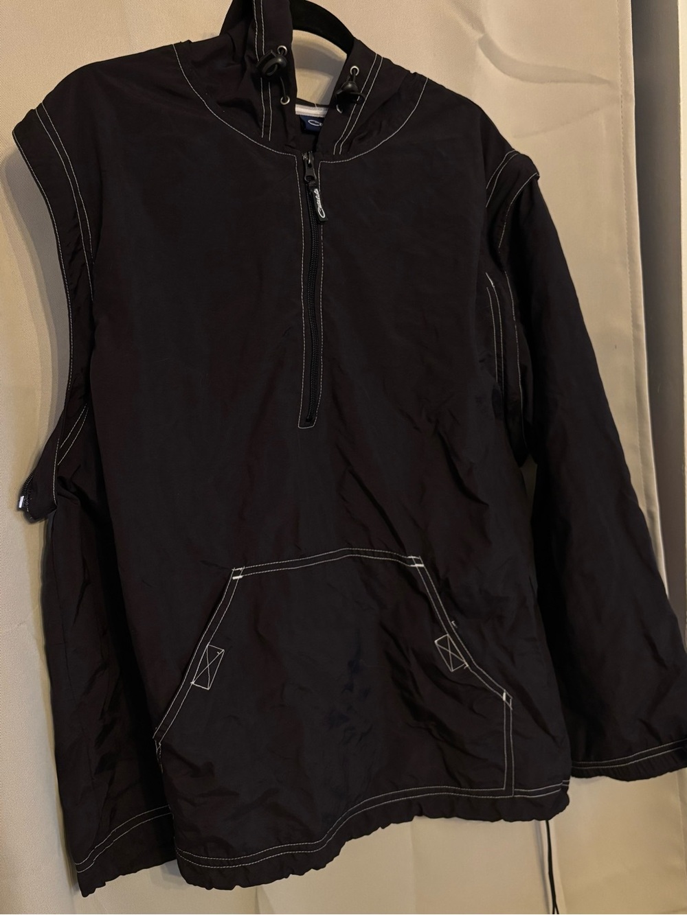 VTG 90s Nylon Anorak Jacket Convertible Windbreaker/Vest Kangaroo Pouch PACKABLE